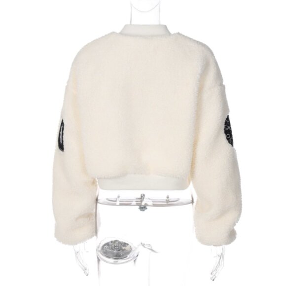 Y2K Oversized Cropped Teddy Fleece Jacket - Picture 5 of 7